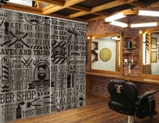 3D Grey Salon A4019 Barber Shop Photo Curtain Window Blockout Fabric Amy 2023