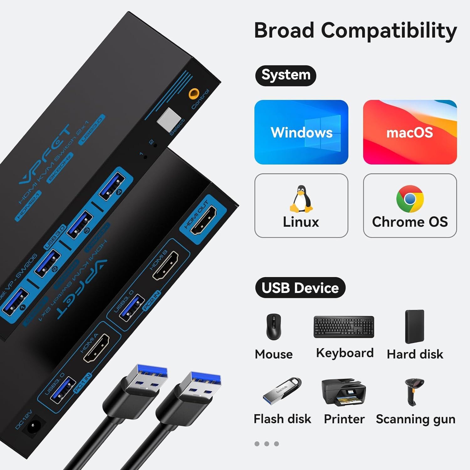 Interruttore KVM HDMI 8K per 2 PC e 1 Monitor foto 6