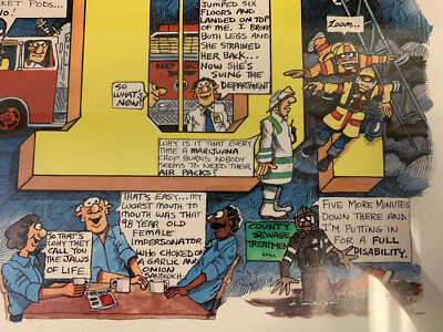 Fire Department Original Art Humorous Scenes 1986 Vintage