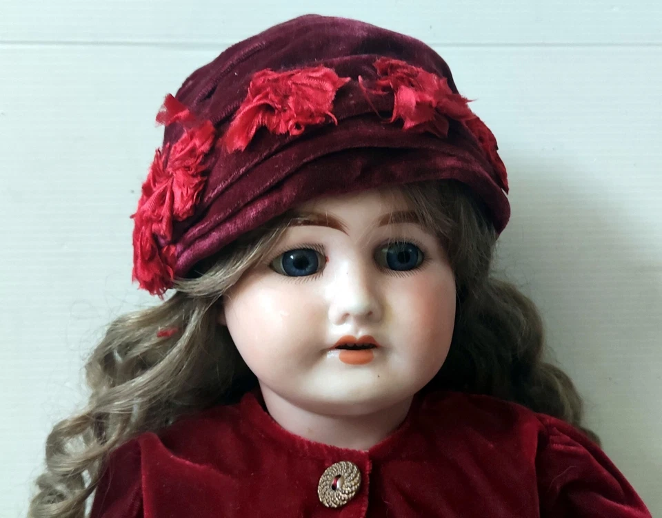 Bambola Ernst Heubach Testa Porcellana Marca 1902 2 Capelli Naturali Alto 55 CM - Immagine 3 di 4