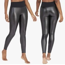 ASSETS By Spanx All Over Faux Leather Vegan Leggings Size Small Black 20258