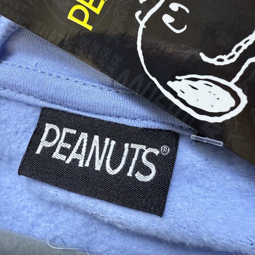 Peanuts Snoopy & Woodstock Hoodie Womens Sz M Blue Peace & Love AOP Pullover NWT - Picture 5 of 7