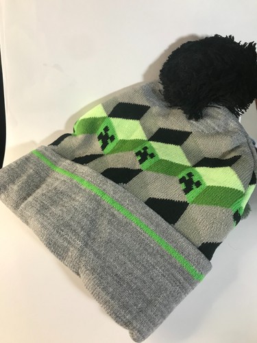 Minecraft Knit Cuff Hat with Pom and Gloves Youth Winter Set - Picture 3 of 3