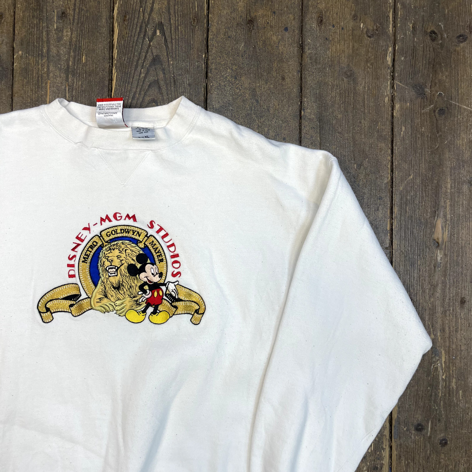 Disney Sweatshirt Mens Y2K Mickey Mouse Graphic Heavyweight Jumper, White, XL image 2