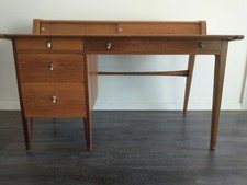 John Van Koert for Drexel Profile Mid Century Desk Leather Top Walnut 