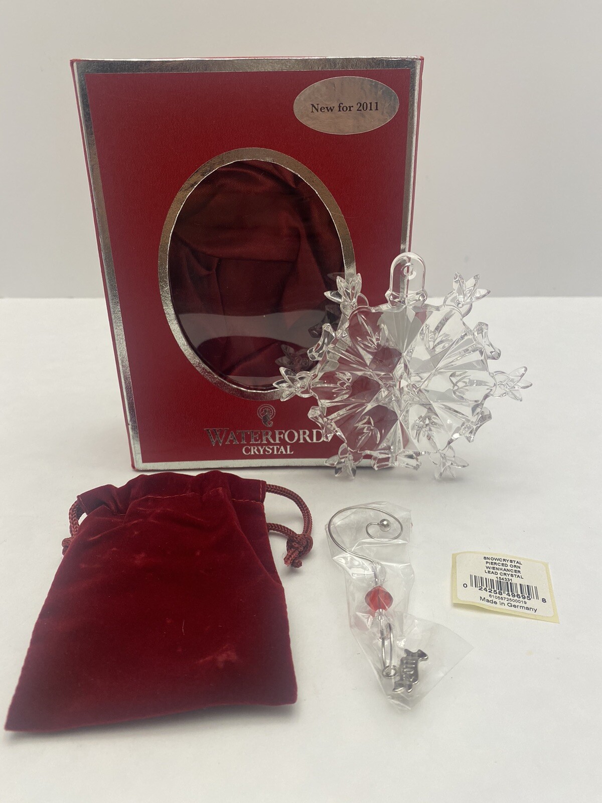 Waterford Crystal Annual SNOW Crystals 2011 Pierced Xmas Ornament