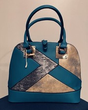 Dasein Dome Turquoise/Silver Handbag Satchel Fashion Purse, Large