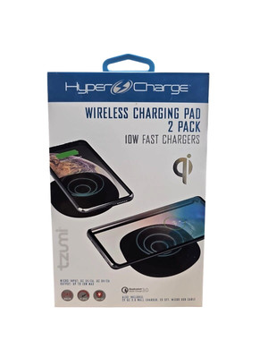 2 Pack Wireless Charging Pad 5W Power Charger Hyper Charge Qi Round Black Kit