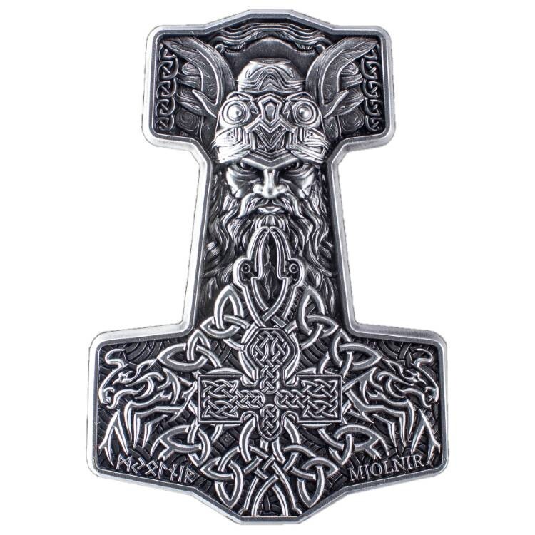 Mjolnir Thor's Hammer 2 Oz Pure Silver Antique Finish