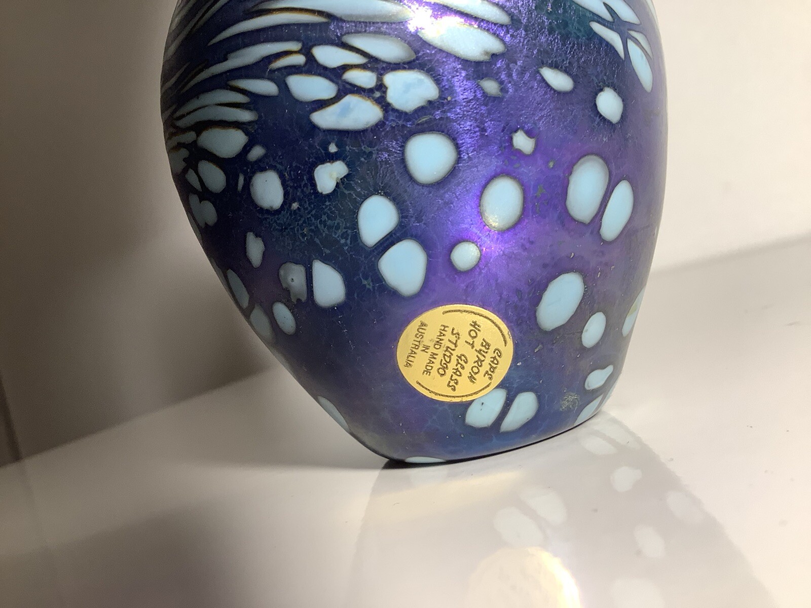 Vintage Colin Heaney Art Glass Vase Cape Byron Hot Glass Studio Signed