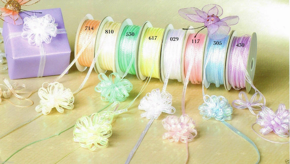 1/8" x 50 yards PULL String Organza RIBBON for Wedding FAVORS Bows Decorations - Image 3 of 4