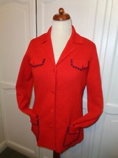 Betty Barclay Post Box Red & Navy Pure Wool Knit Blazer ==uk 14