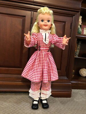 Vtg 1960s Pollyanna Doll 30'' Uneeda / Walt Disney Productions /Original Dress