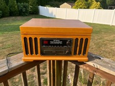 Detrola KM 837 Stereo Radio Oak Cabinet CD Player Turntable Cassette Player