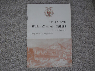 1964-10th RALLYE NOVARA-St.VINCENT-SANREMO regulations and program + registration forms
