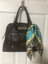 My Flat In London Handbag Broker Cognac Chocolate Brown Scarf Satchel