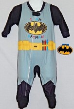 Baby Boy's Pajamas Sleep Outfit Batman Sizes 9 12 24 Months One Piece Zip NEW