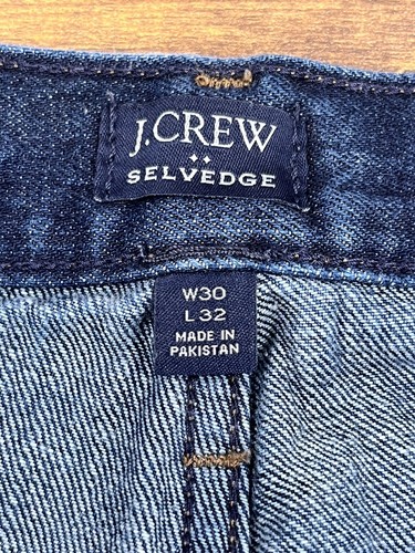 J.Crew Mens Size 30x32 904 Slim Dark Wash Indigo Selvedge Denim Blue Jeans - Picture 9 of 9