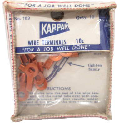 Vintage Kap-Pak # 103 Wire Terminals Model Accessories 120 Count Copper 12 Packs
