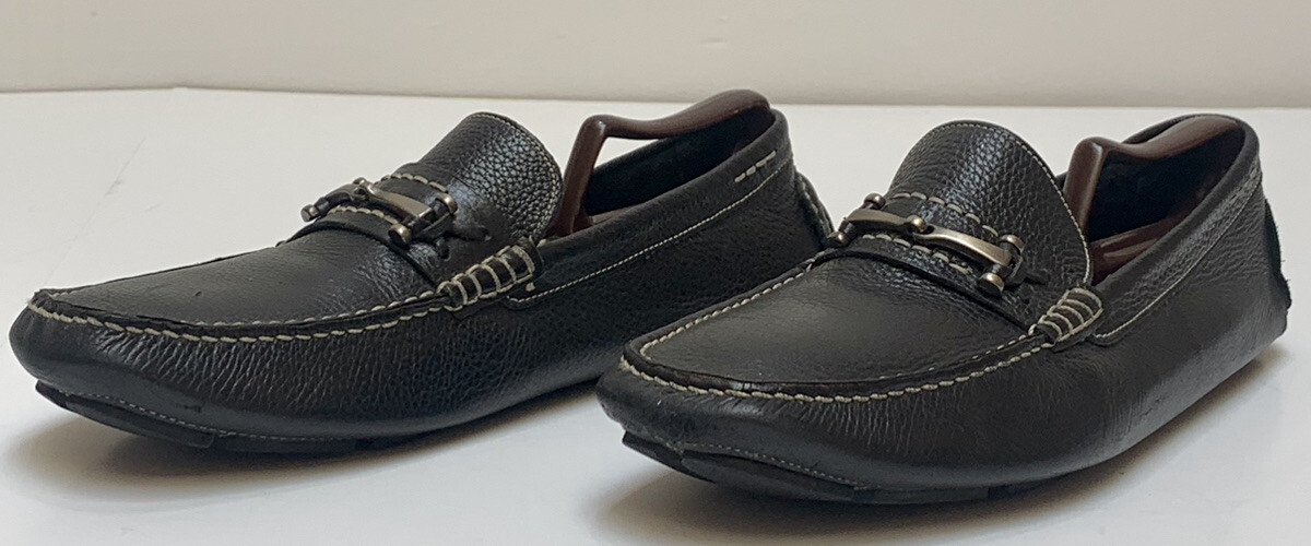 authentic Vía Spiga men\'s designer black leather loafers drivers sz 11 Via Spiga leather Square toe slip on dress | Mercari main image 4