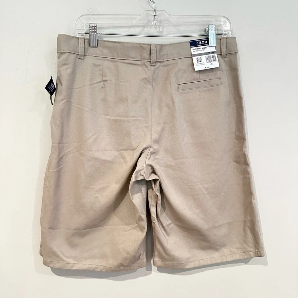 Izod Flat Front Natural Stretch Uniform Short Boy's 18 Husky Khaki Cotton Blend - Image 4 of 4