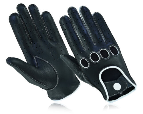 Gants en cuir souple qualité véritable voiture conduite moto gants Royaume-Uni - Photo 1/7