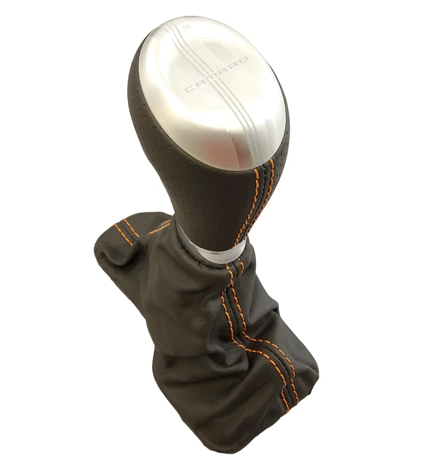 Novo GM Couro Ébano com Ponto Laranja Botão de Mudança Automática e Bota 16-22 Camaro - Imagem 2 de 4