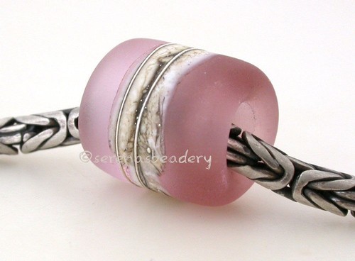 AMBER ROSE QUARTZ * FINE SILVER EUROPEAN CHARM lampwork glass bead TANERES - Picture 3 of 6