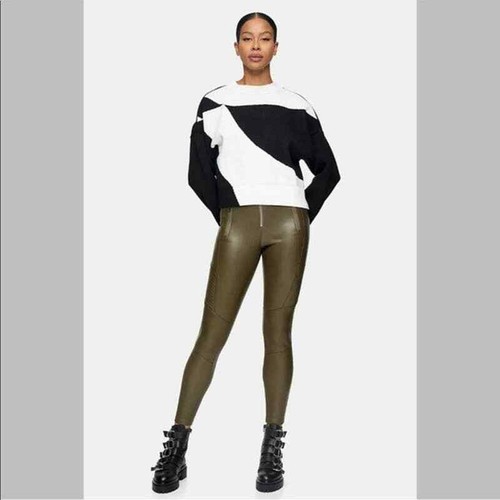 Topshop Leggings Women Size 12 Olive 