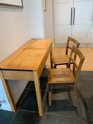 vintage double school desk and two chairs UK
