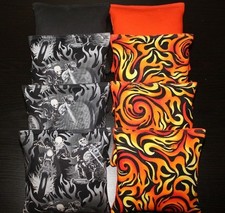 8 All Weather FLAMES  SKULLS Cornhole Bean Bags ACA Regulation Harley fans