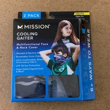 Mission Youth Ages 5 Multifunctional Cooling Face  Neck Gaiter 2 Pack NWT