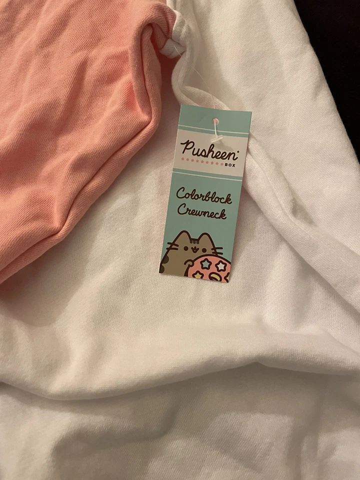 Pusheen Colorblock Cuello Redondo Pullover Sudadera Suéter Talla 3XL Blanco/Rosa Foto 3 de 4