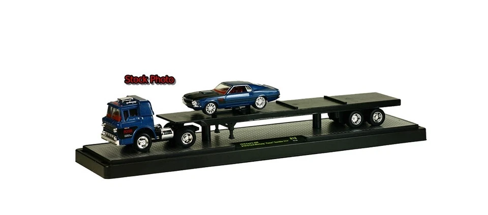 M2 Machines R18 Auto Haulers 1970 Ford C-600 & 70 Mustang Foose Gambler 514 Blue - Image 2 of 4