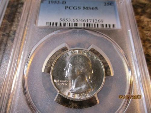 1953-D WASHINGTON QUARTER PCGS MS65    1269