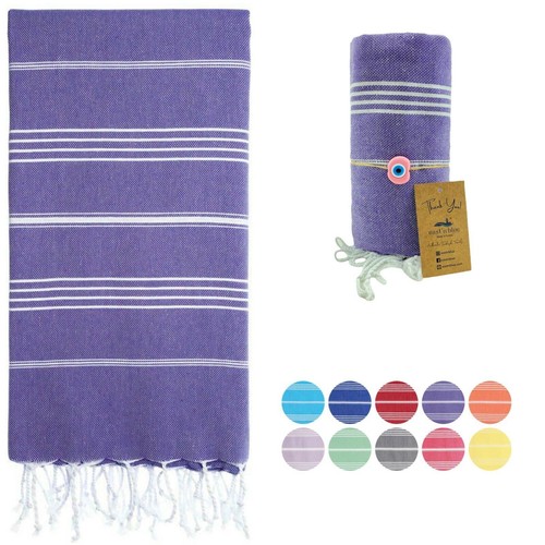 Lina Set of 6 Turkish Beach Towel (38"x71") Prewashed for Soft Feel Cotton - Picture 12 of 12