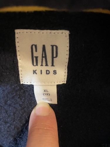 GAP Hoodie Size 12 Sweatshirt Pullover Big Patch Logo Navy Blue Sweater - Picture 2 of 9