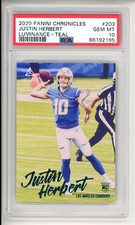 Justin Herbert Teal Rookie PSA 10 2020 Panini Chronicles Luminance Update # 203
