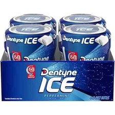 Dentyne Ice Peppermint Sugar Free Gum 4 Bottles of 60 Pieces 240 Total Pieces