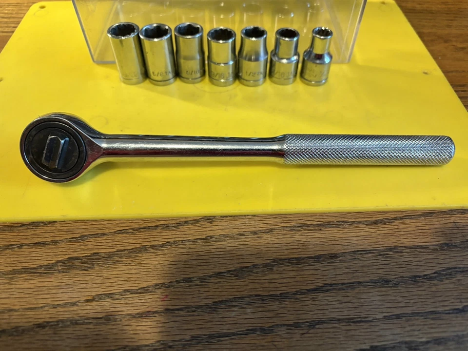 15 JAPAN/TAIWAN 1/2” DRIVE SOCKETS 3/8-7/8”+NICE 1/2” RATCHET USED Lot -15 - Image 4 of 4