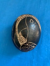 5" X 9" BRAZILIAN AMAZON HAND CARVED GOURD RATTLE SHAKER HAND PERCUSSION EGG 3