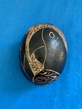 5" X 9" BRAZILIAN AMAZON HAND CARVED GOURD RATTLE SHAKER HAND PERCUSSION EGG 3