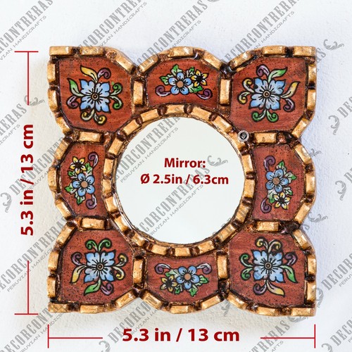 Red Diamond/Square Small Mirror Wall Decorative | Diamond Accent Mirror for Wall - Picture 4 of 5