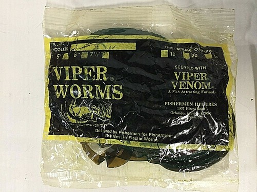 VIPER WORMS Vintage Soft Plastic Bass Fishing Baits Venom Green Blue Brown - Picture 2 of 12