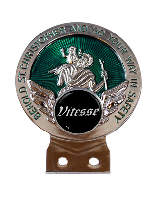 Triumph Vitesse Old Script Logo St Chris Car Badge + Befestigungen Auswahl aus 3 Farben