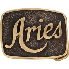 Brass Aries Ram Horoscope Zodiac Star Sign Astrology 70s NOS Vintage Belt Buckle