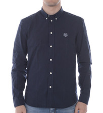 KENZO Navy Blue Logo Tiger Embroidered Button Down Cotton Shirt Sz S 395