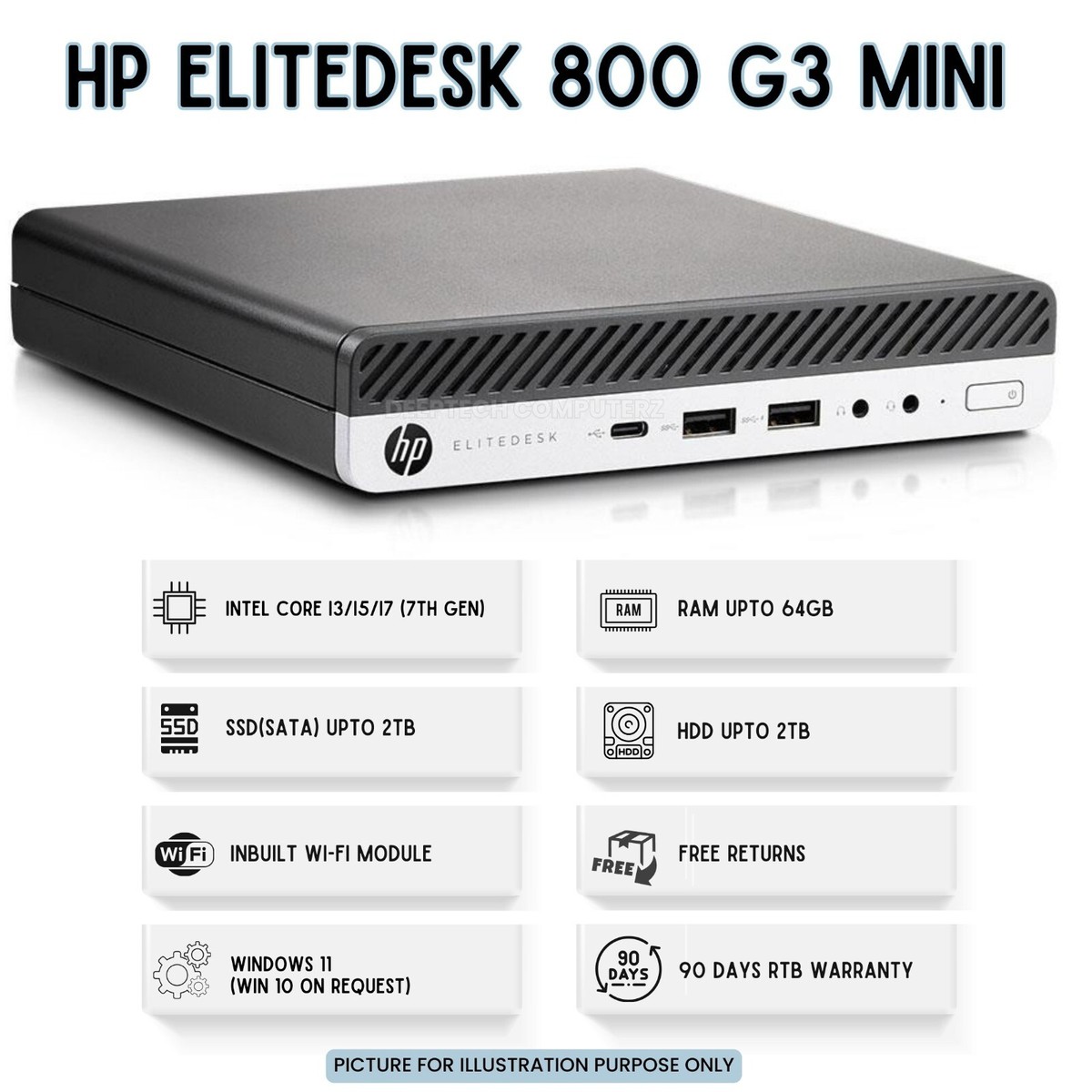HP EliteDesk 800 G3 Mini PC Core i7-7700 7th Gen 32GB RAM 1TB SSD