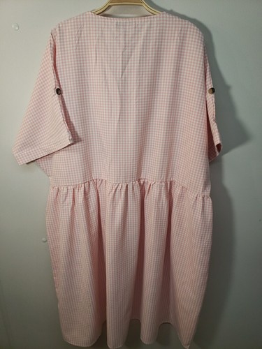 PQ Collection Dazzle Dress Pink White Gingham Pockets Plus Sz 26 Cotton Blend - 第 3/12 張圖片