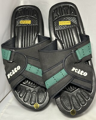 Kito Black/ Green Unisex Adult Sandals Slippers Slide On Top Solid